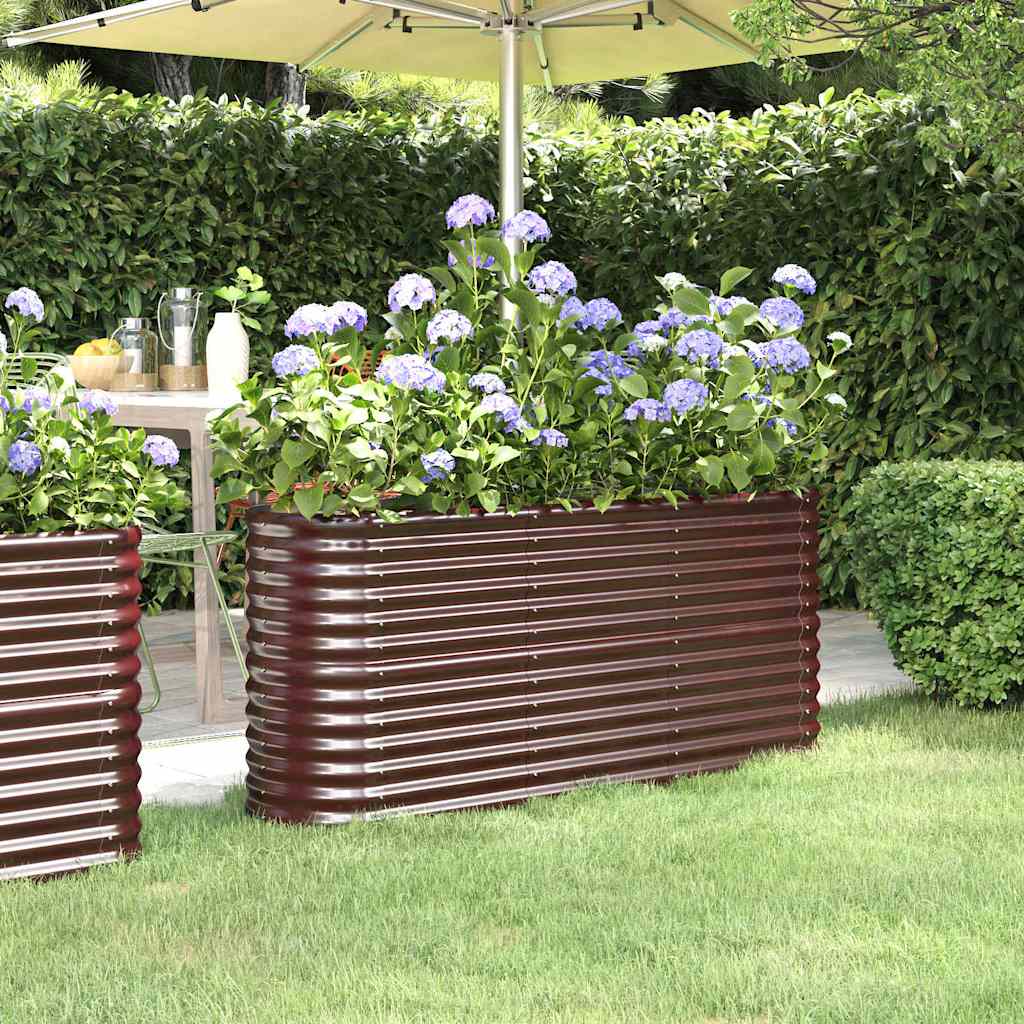 Garden Raised Bed Galvanised Steel 152x40x68 cm Brown