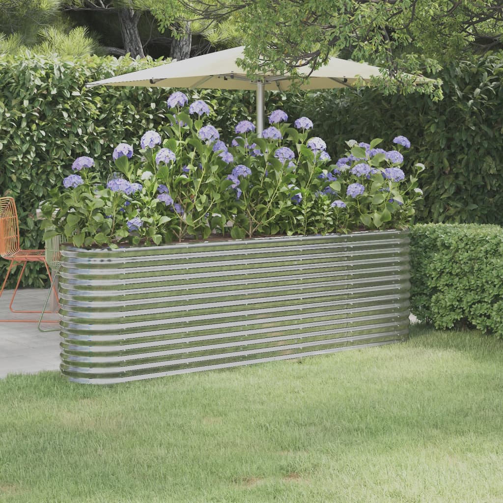 Garden Raised Bed Galvanised Steel 224x40x68 cm Silver