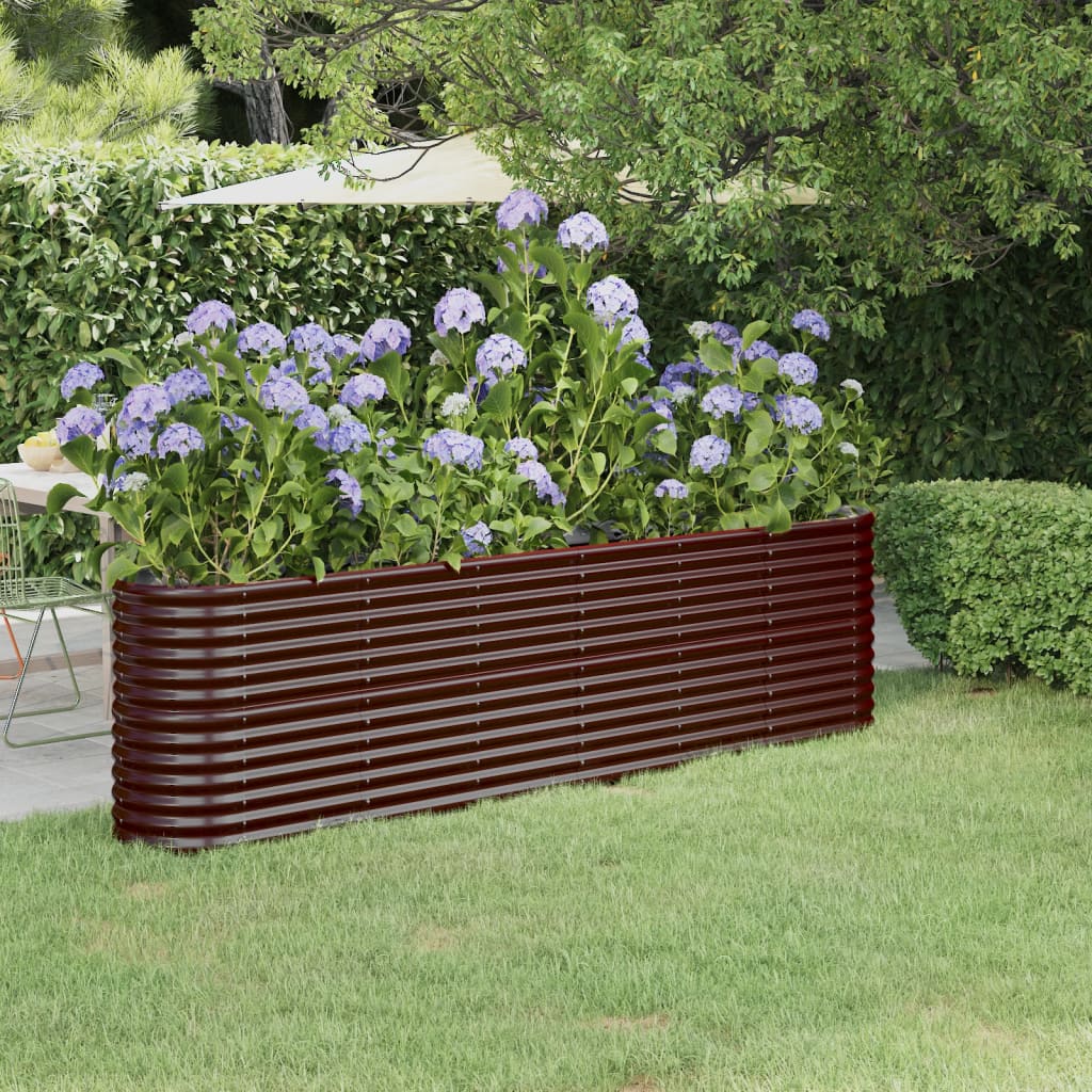 Garden Raised Bed Galvanised Steel 260x40x68 cm Brown
