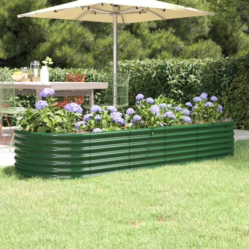 Garden Raised Bed Galvanised Steel 224x80x36 cm Green