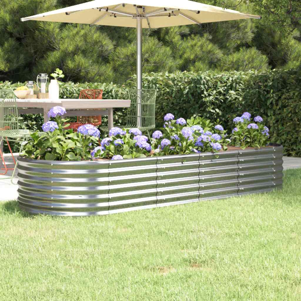 Garden Raised Bed Galvanised Steel 224x80x36 cm Silver