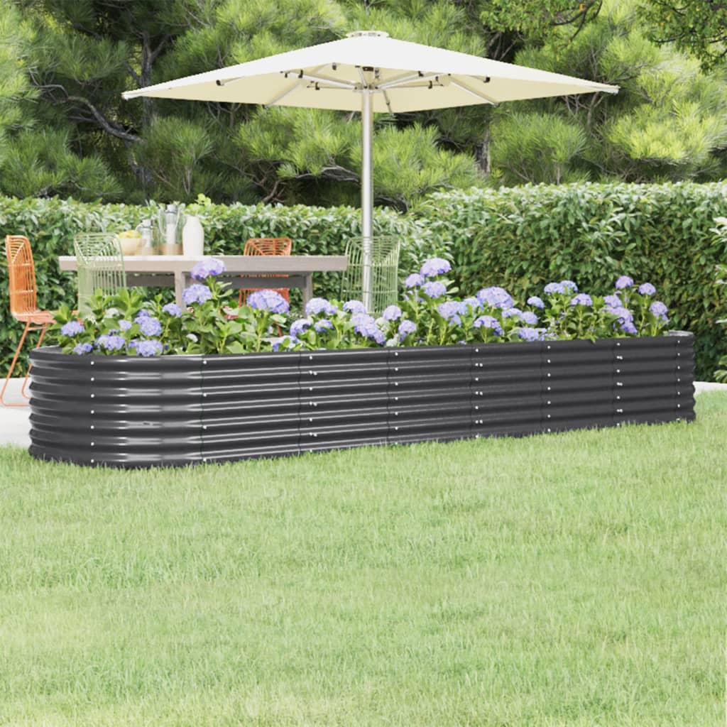 Garden Raised Bed Galvanised Steel 296x80x36 cm Anthracite