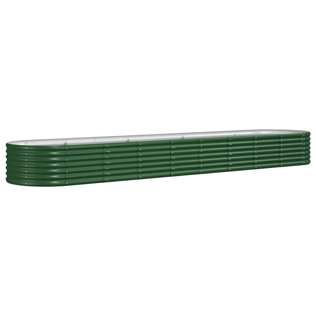 Garden Raised Bed Galvanised Steel 368x80x36 cm Green