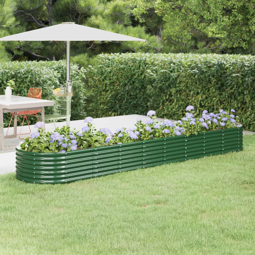 Garden Raised Bed Galvanised Steel 368x80x36 cm Green