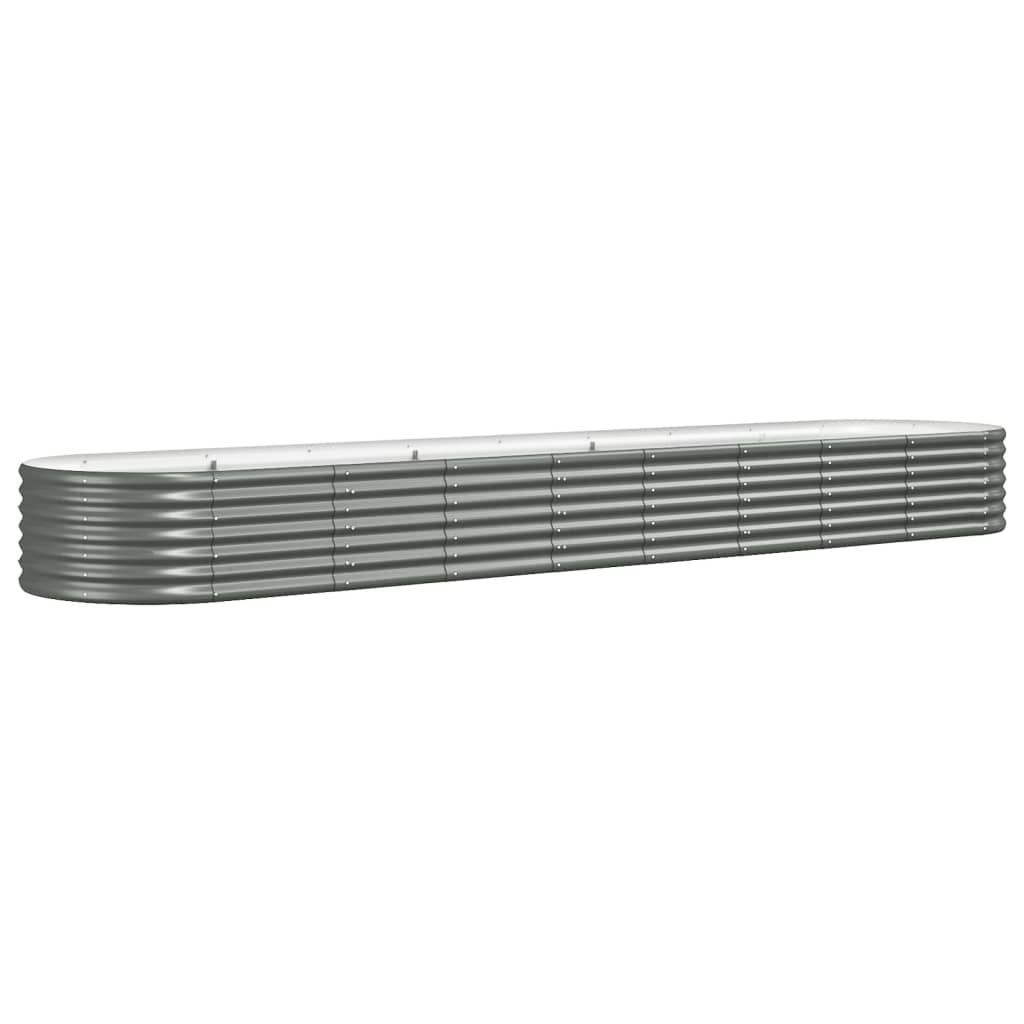 Garden Raised Bed Galvanised Steel 368x80x36 cm Grey