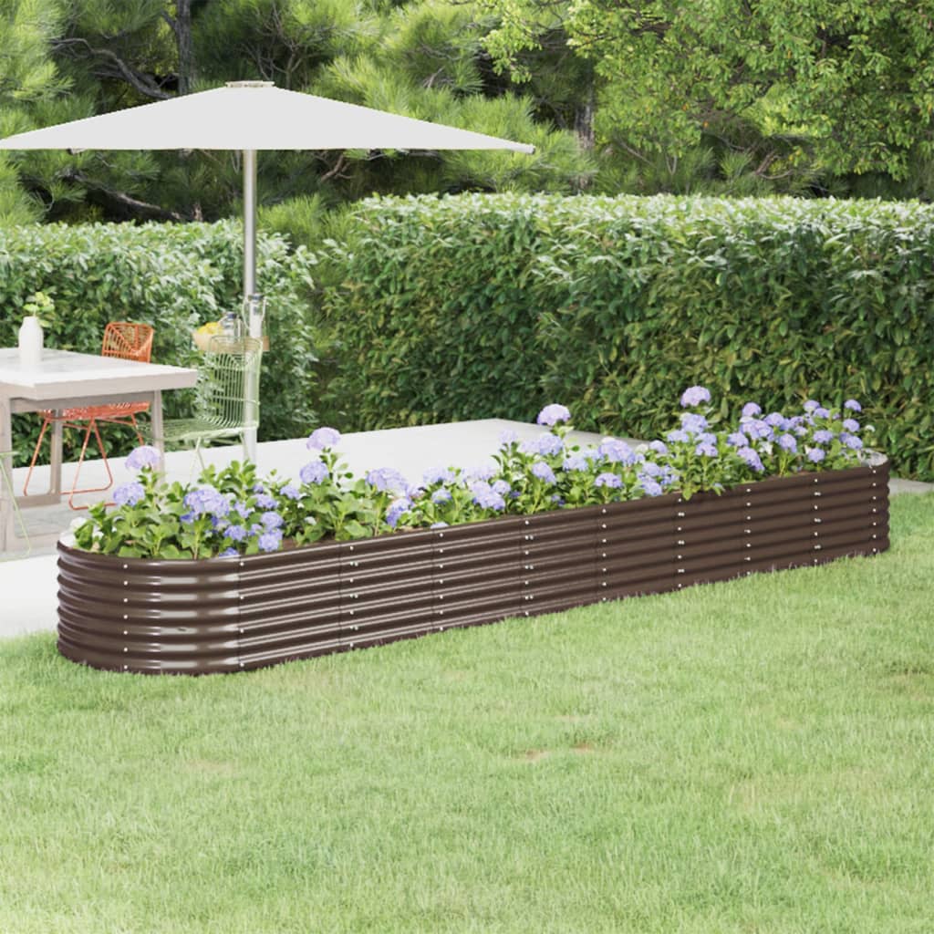Garden Raised Bed Galvanised Steel 368x80x36 cm Brown