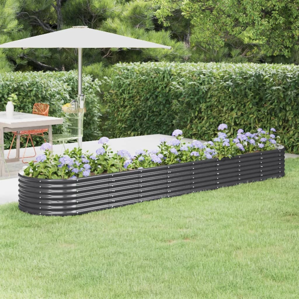 Garden Raised Bed Galvanised Steel 368x80x36 cm Anthracite