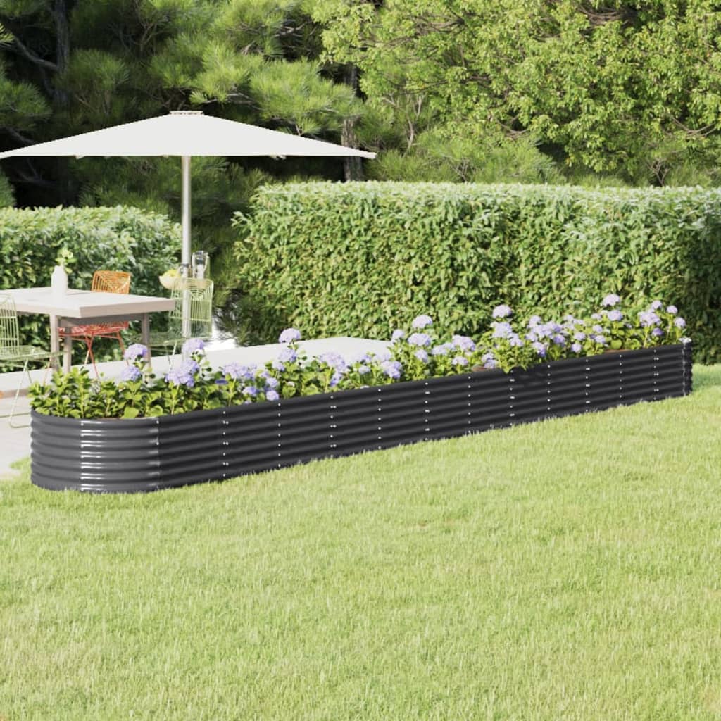 Garden Raised Bed Galvanised Steel 512x80x36 cm Anthracite