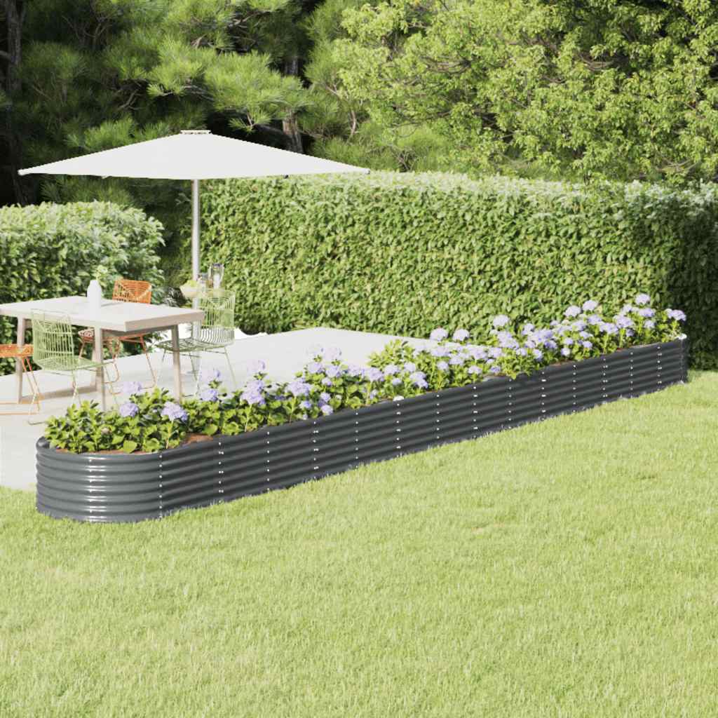Garden Raised Bed Galvanised Steel 620x80x36 cm Anthracite