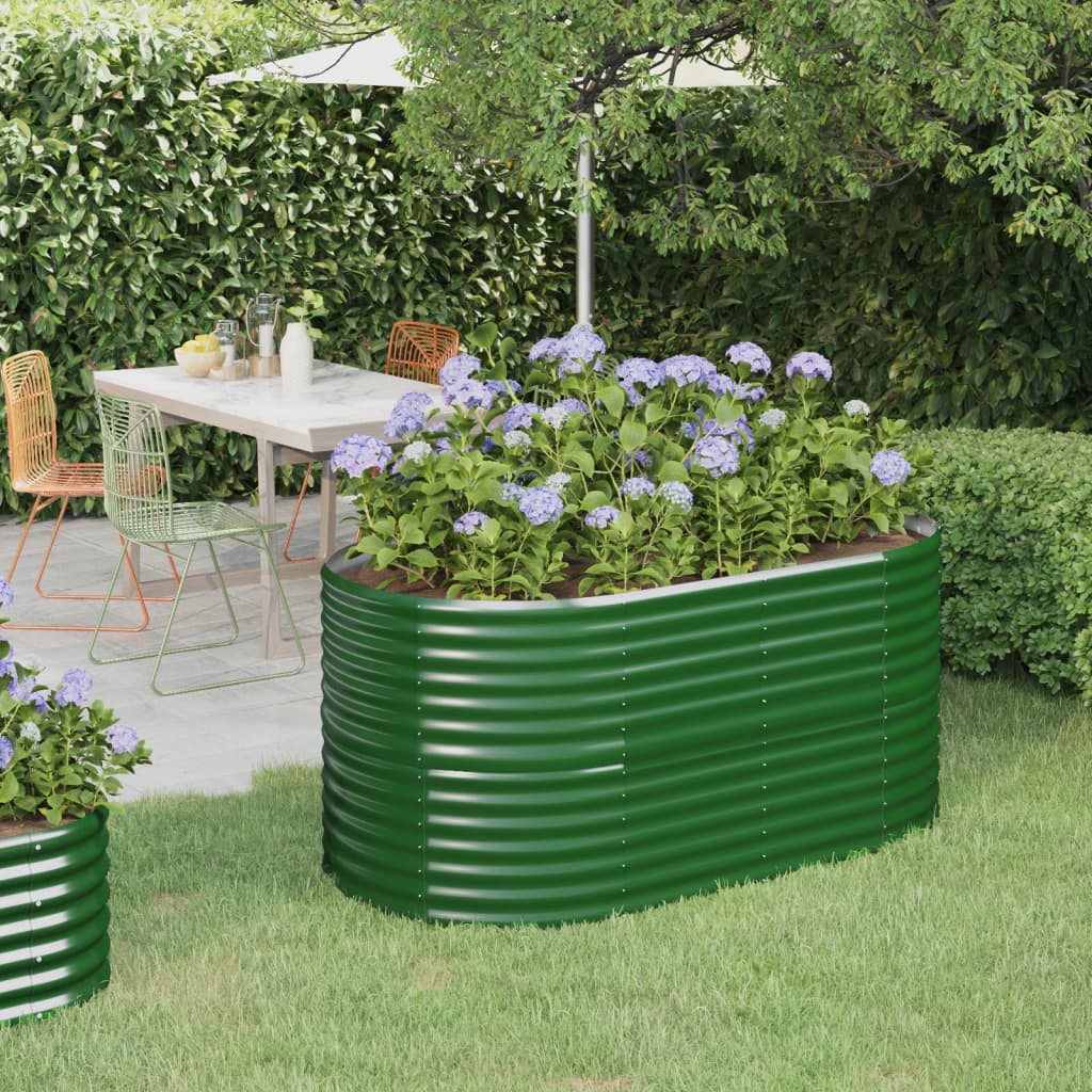 Garden Raised Bed Galvanised Steel 152x80x68 cm Green