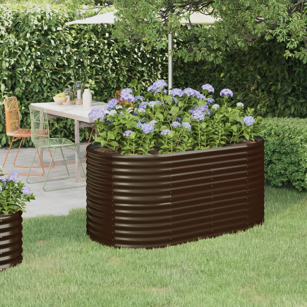 Garden Raised Bed Galvanised Steel 152x80x68 cm Brown