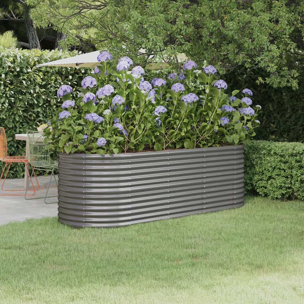 Garden Raised Bed Galvanised Steel 224x80x68 cm Grey
