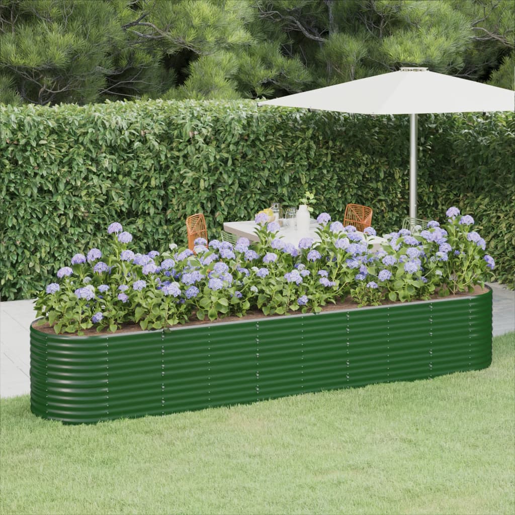 Garden Raised Bed Galvanised Steel 368x80x68 cm Green