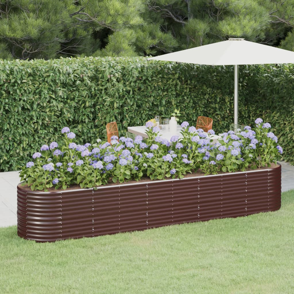Garden Raised Bed Galvanised Steel 368x80x68 cm Brown