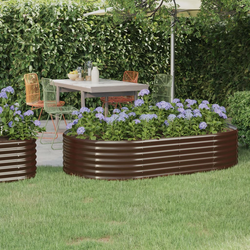 Garden Raised Bed Galvanised Steel 175x100x36 cm Brown