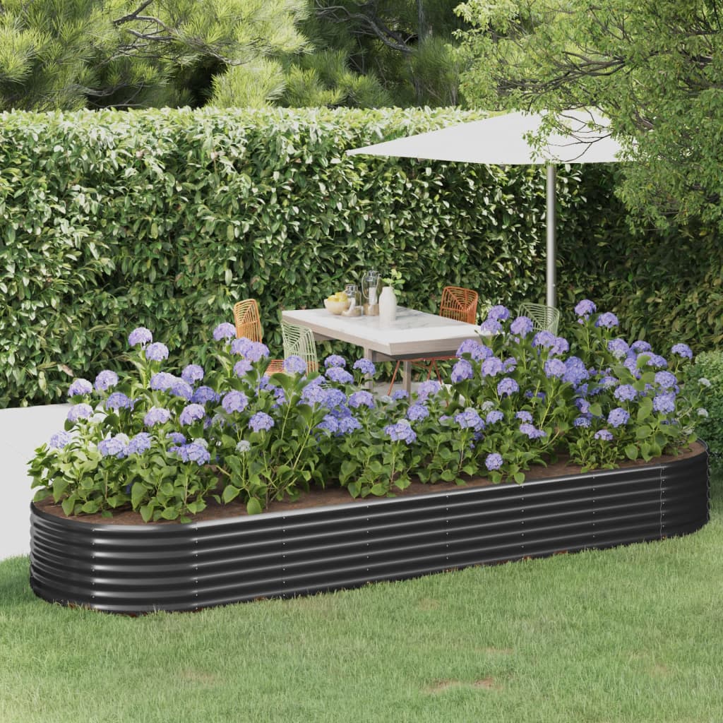 Garden Raised Bed Galvanised Steel 322x100x36 cm Anthracite