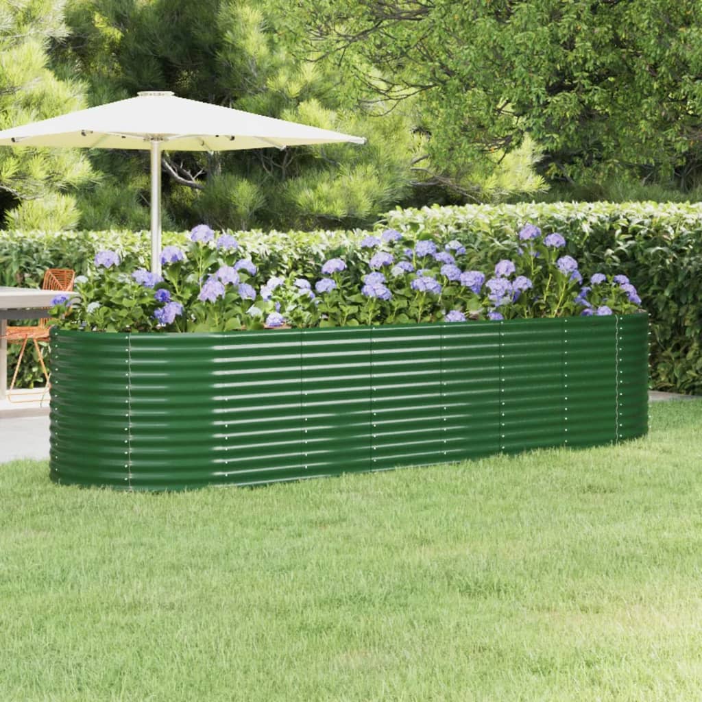 Garden Raised Bed Galvanised Steel 322x100x68 cm Green
