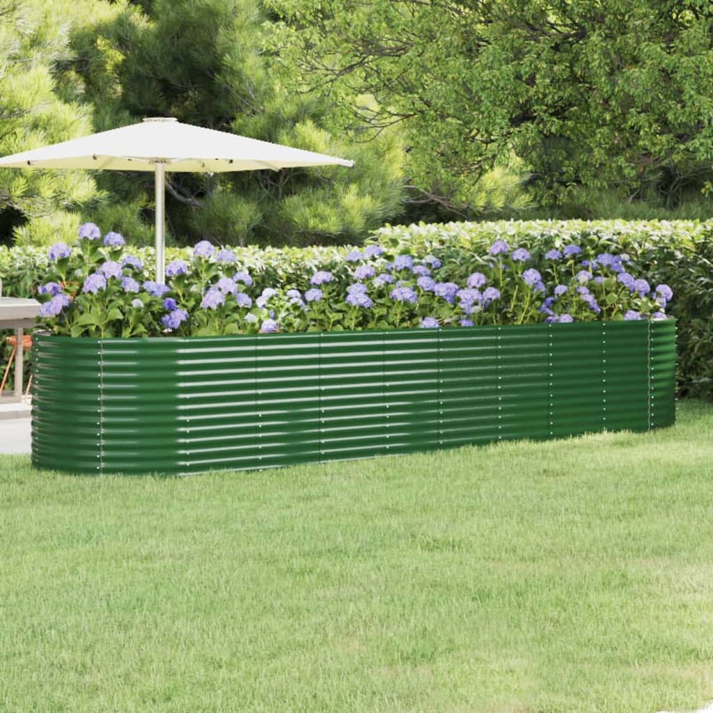 Garden Raised Bed Galvanised Steel 396x100x68 cm Green
