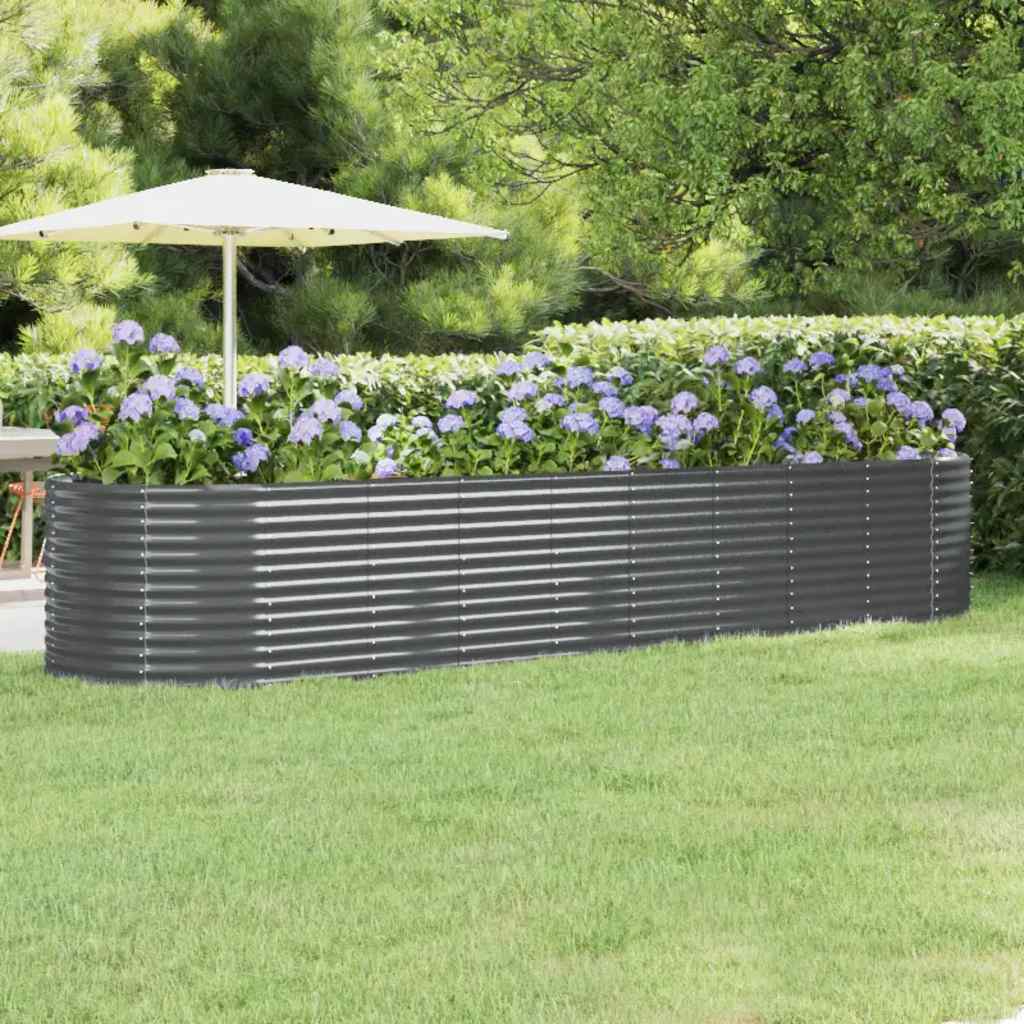 Garden Raised Bed Galvanised Steel 396x100x68 cm Anthracite