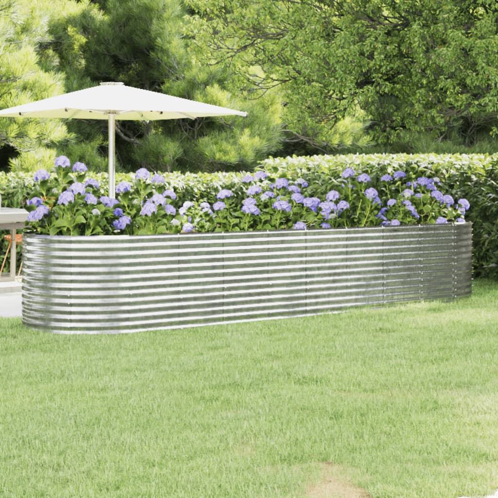 Garden Raised Bed Galvanised Steel 396x100x68 cm Silver