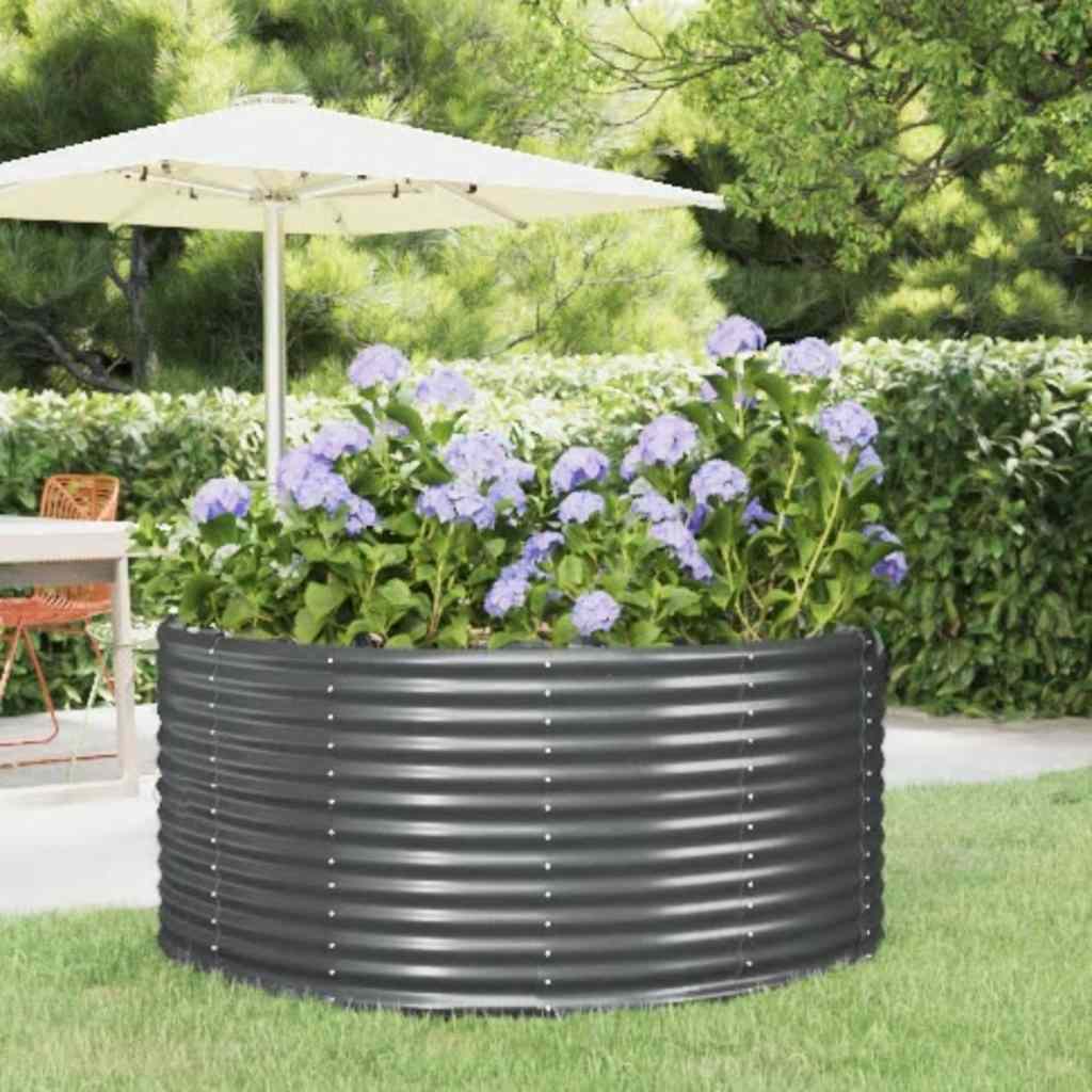 Garden Raised Bed Anthracite 140x140x68 cm Galvanised Steel