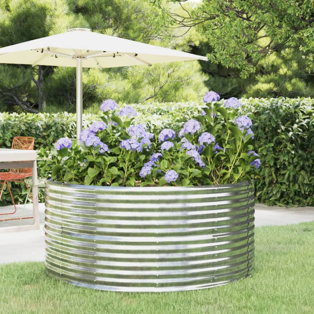 Garden Raised Bed Silver 140x140x68 cm Galvanised Steel
