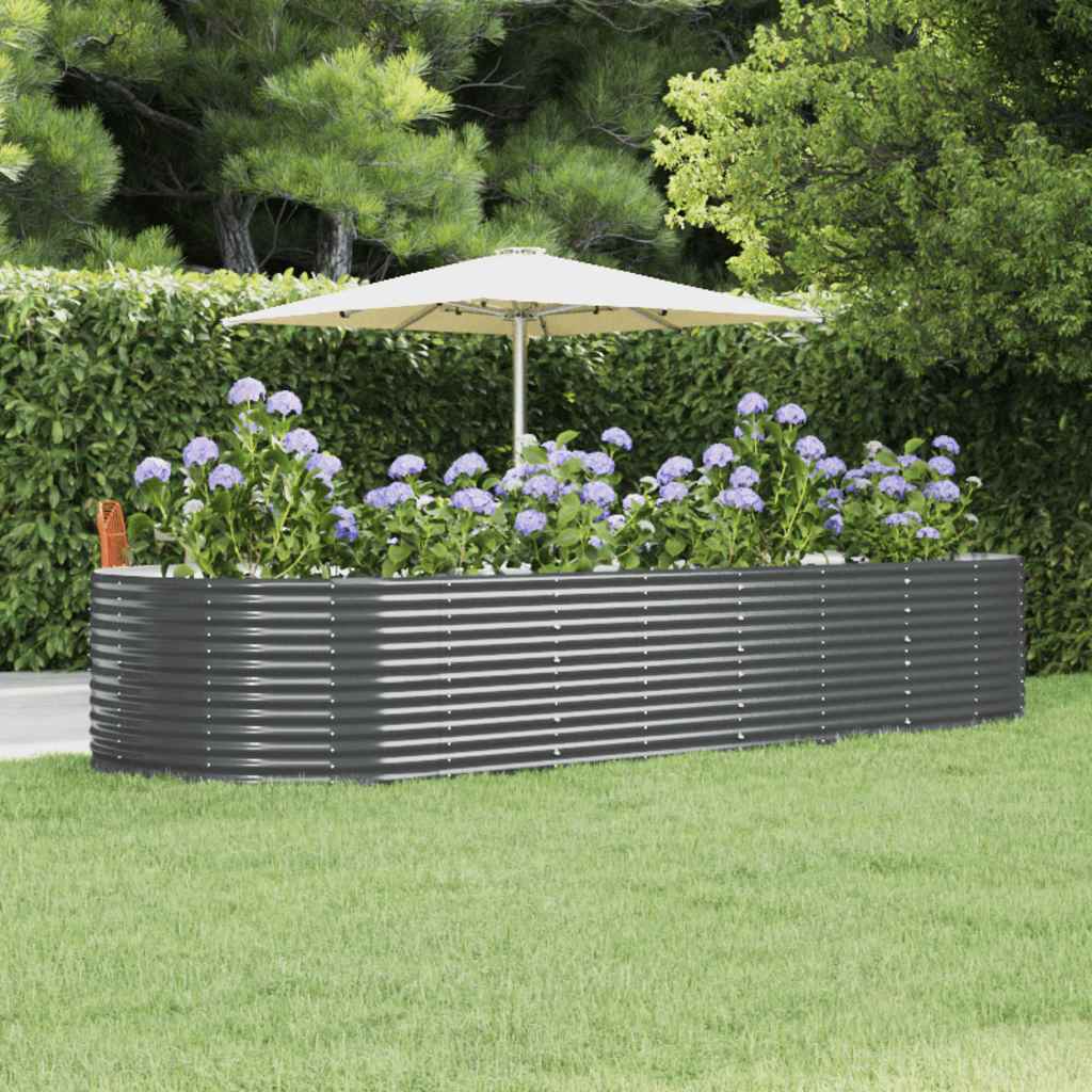 Garden Raised Bed Anthracite 367x140x68 cm Galvanised Steel
