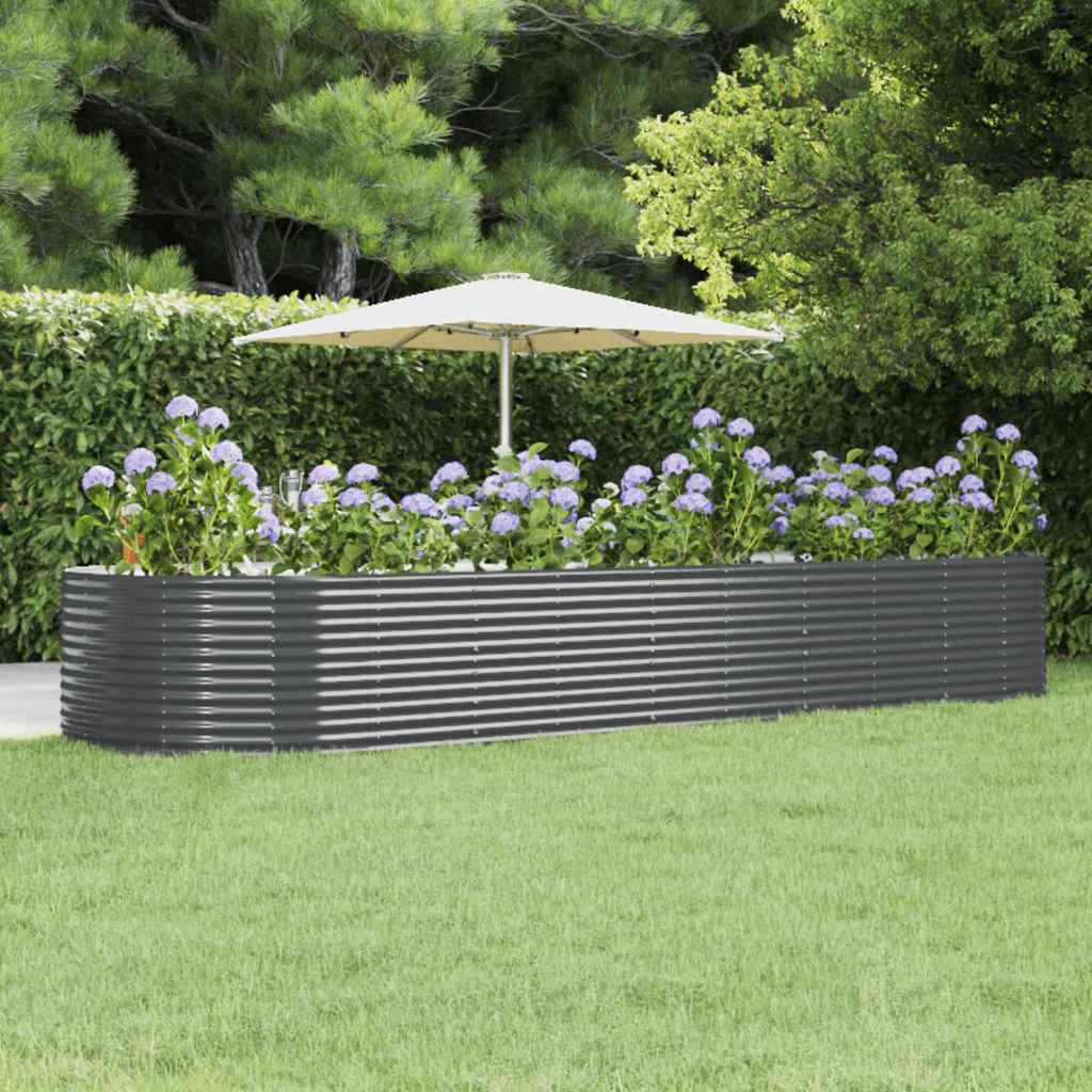 Garden Raised Bed Anthracite 447x140x68 cm Galvanised Steel