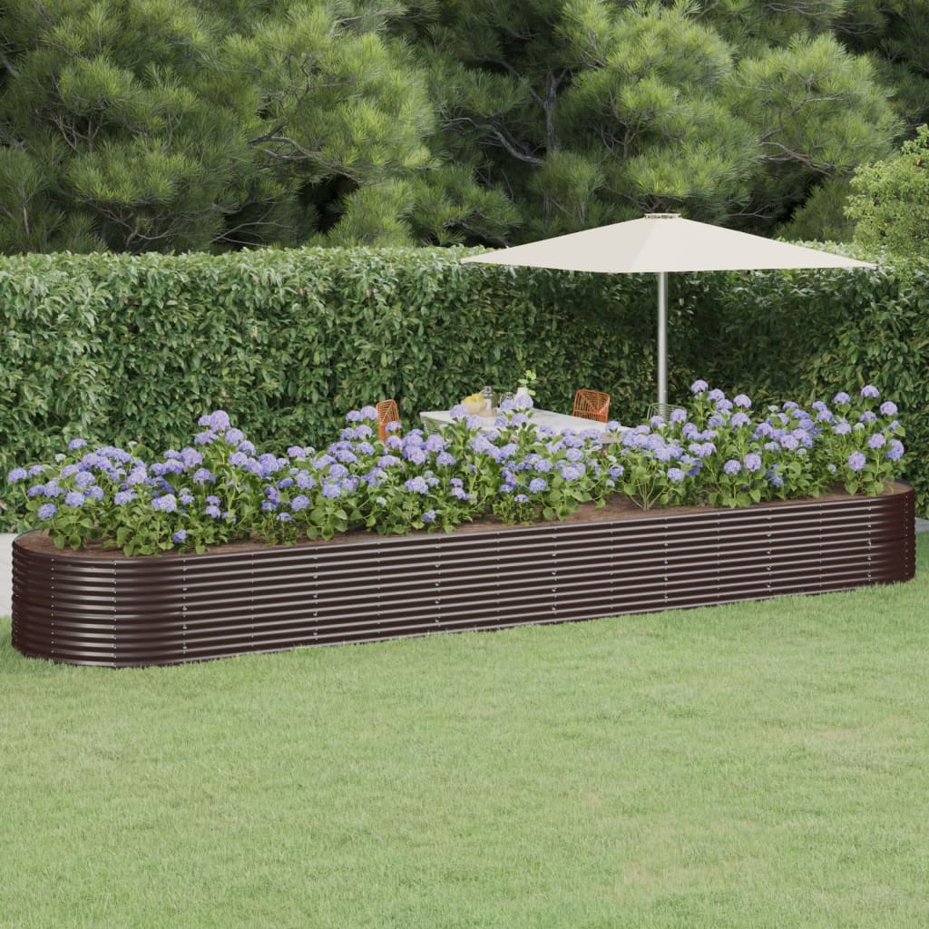 Garden Raised Bed Powder-coated Steel 584x140x68 cm Brown