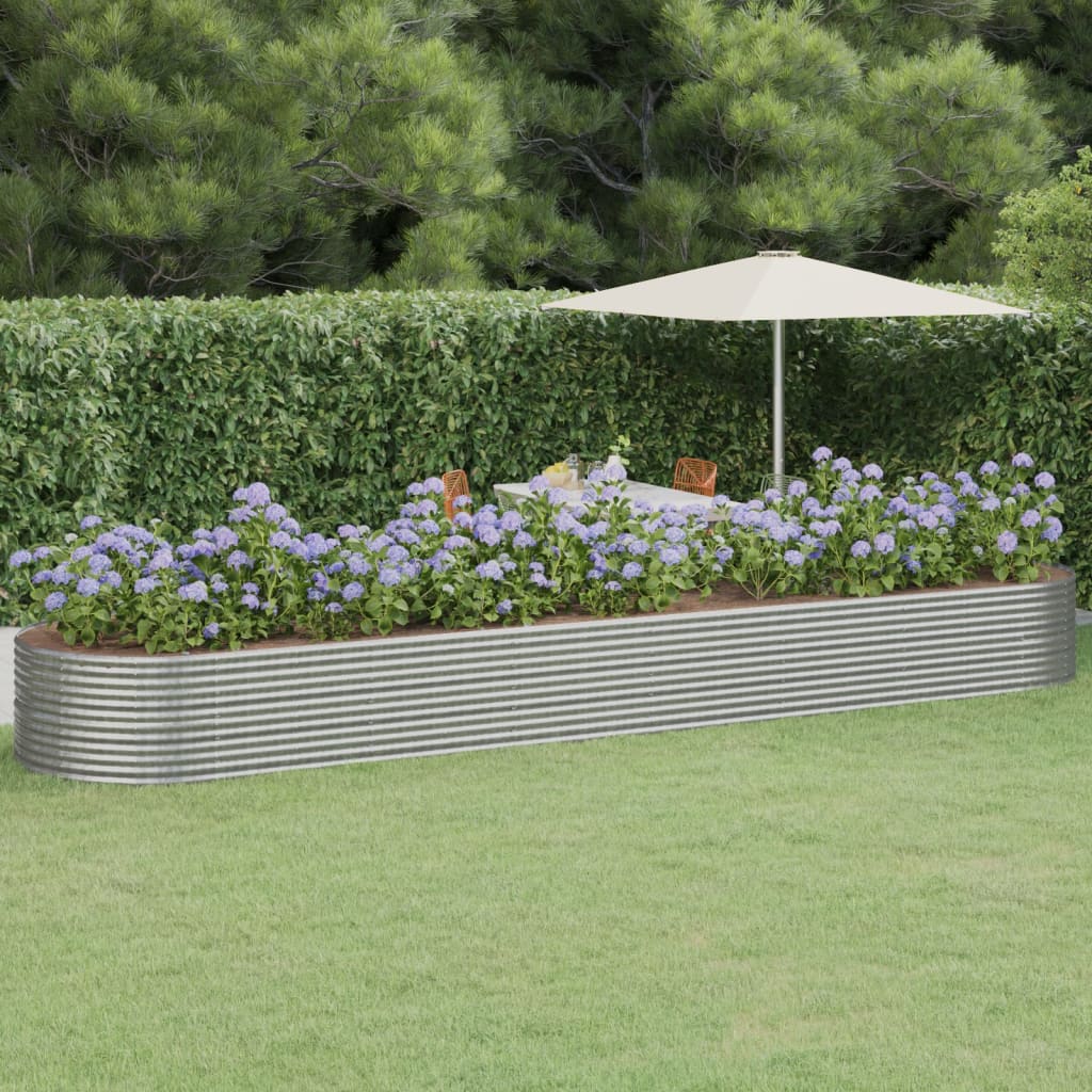 Garden Raised Bed Powder-coated Steel 584x140x68 cm Silver