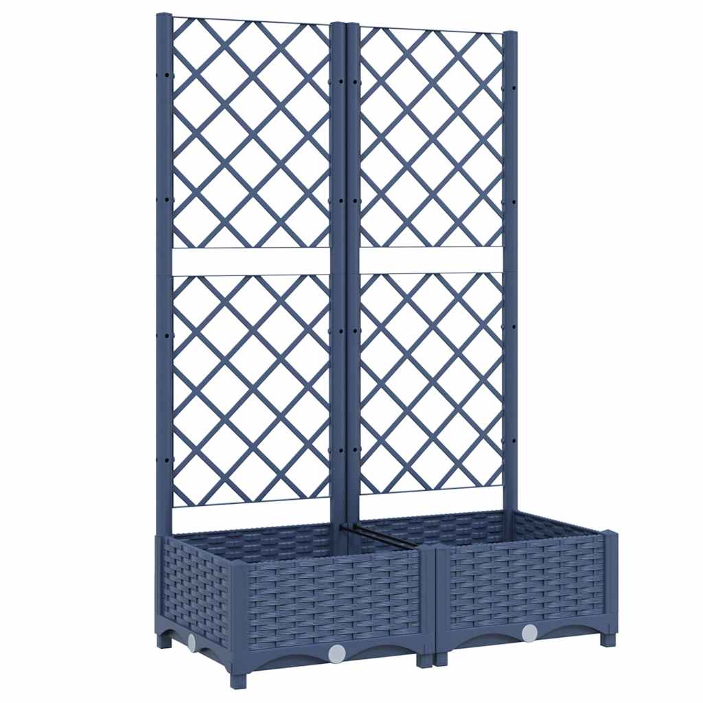Garden Planter with Trellis Blue Grey 80x40x121.5 cm PP