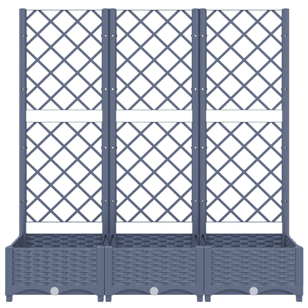 Garden Planter with Trellis Blue Grey 120x40x121.5 cm PP