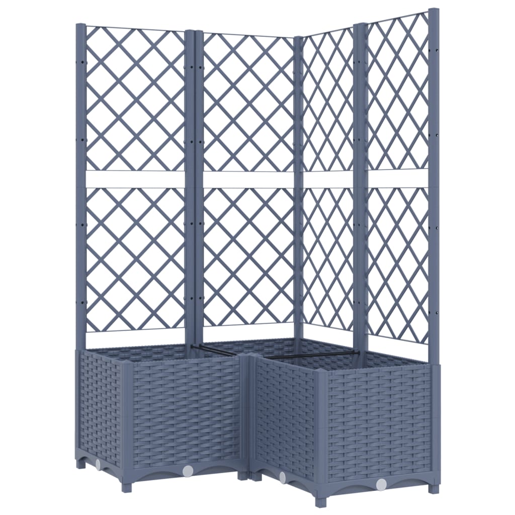 Garden Planter with Trellis Blue Grey 80x80x136 cm PP