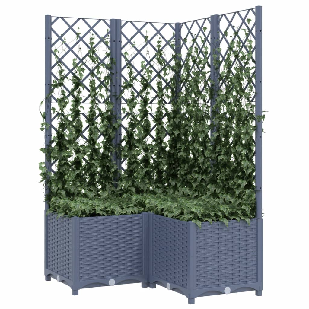 Garden Planter with Trellis Blue Grey 80x80x136 cm PP