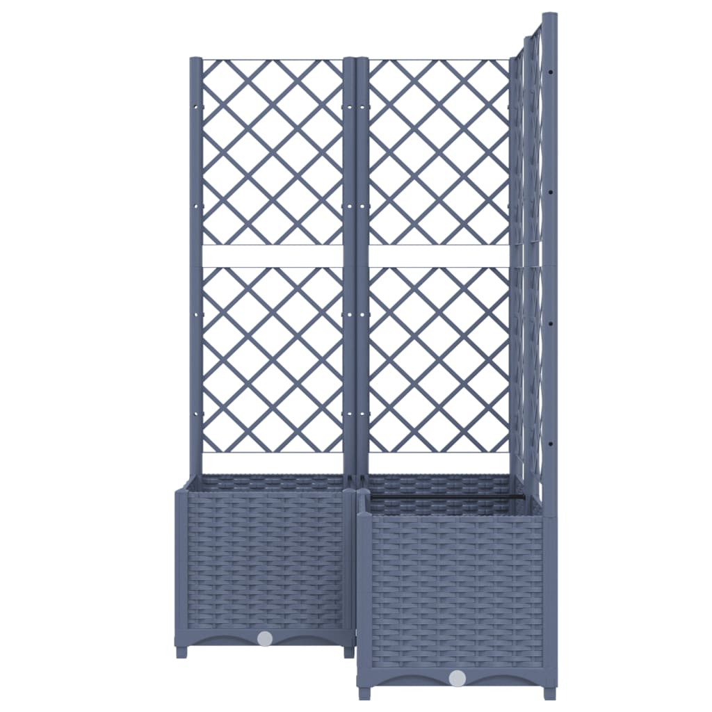 Garden Planter with Trellis Blue Grey 80x80x136 cm PP