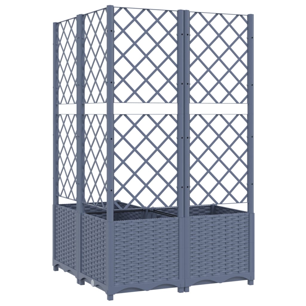 Garden Planter with Trellis Blue Grey 80x80x136 cm PP