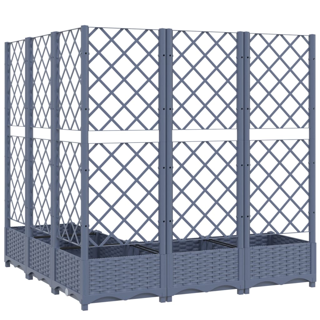 Garden Planter with Trellis Blue Grey 120x120x121.5 cm PP