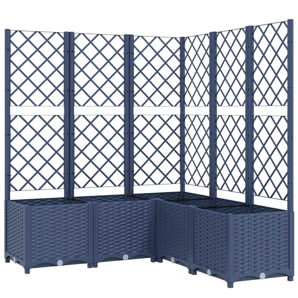 Garden Planter with Trellis Blue Grey 120x120x136 cm PP