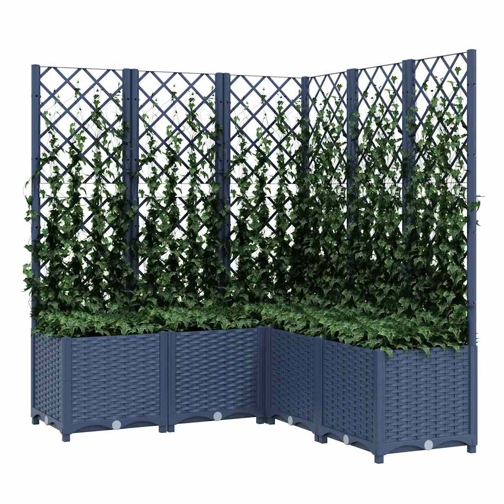 Garden Planter with Trellis Blue Grey 120x120x136 cm PP