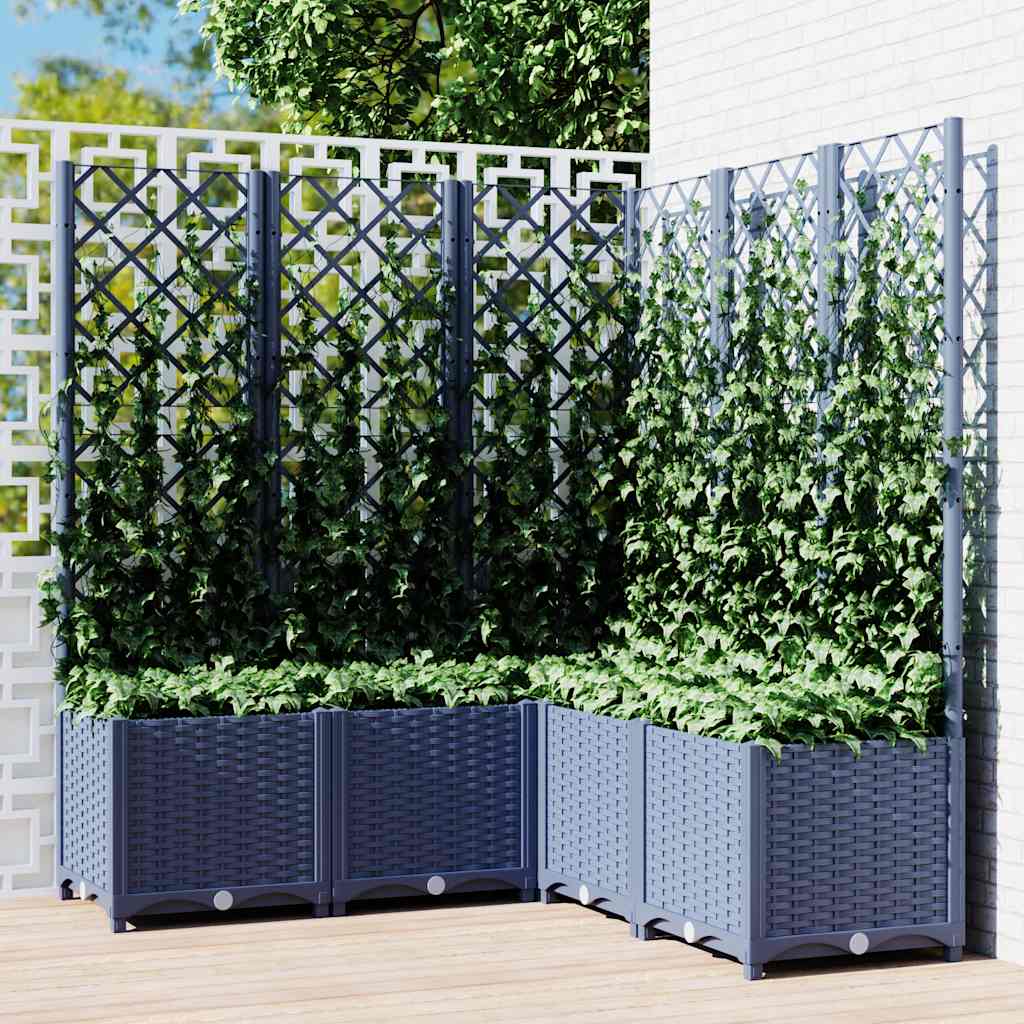 Garden Planter with Trellis Blue Grey 120x120x136 cm PP