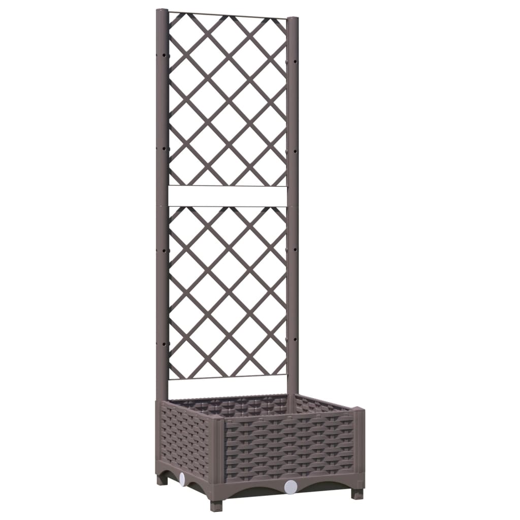 Garden Planter with Trellis Brown 40x40x121.5 cm PP