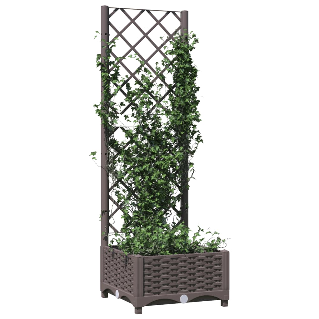 Garden Planter with Trellis Brown 40x40x121.5 cm PP