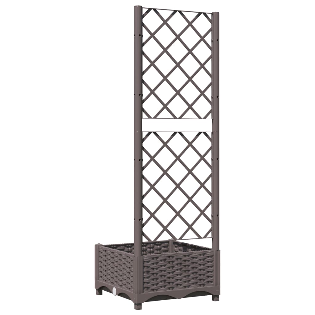 Garden Planter with Trellis Brown 40x40x121.5 cm PP