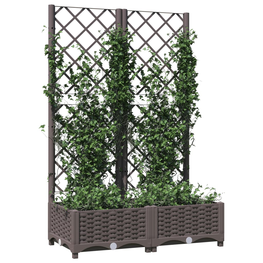 Garden Planter with Trellis Brown 80x40x121.5 cm PP