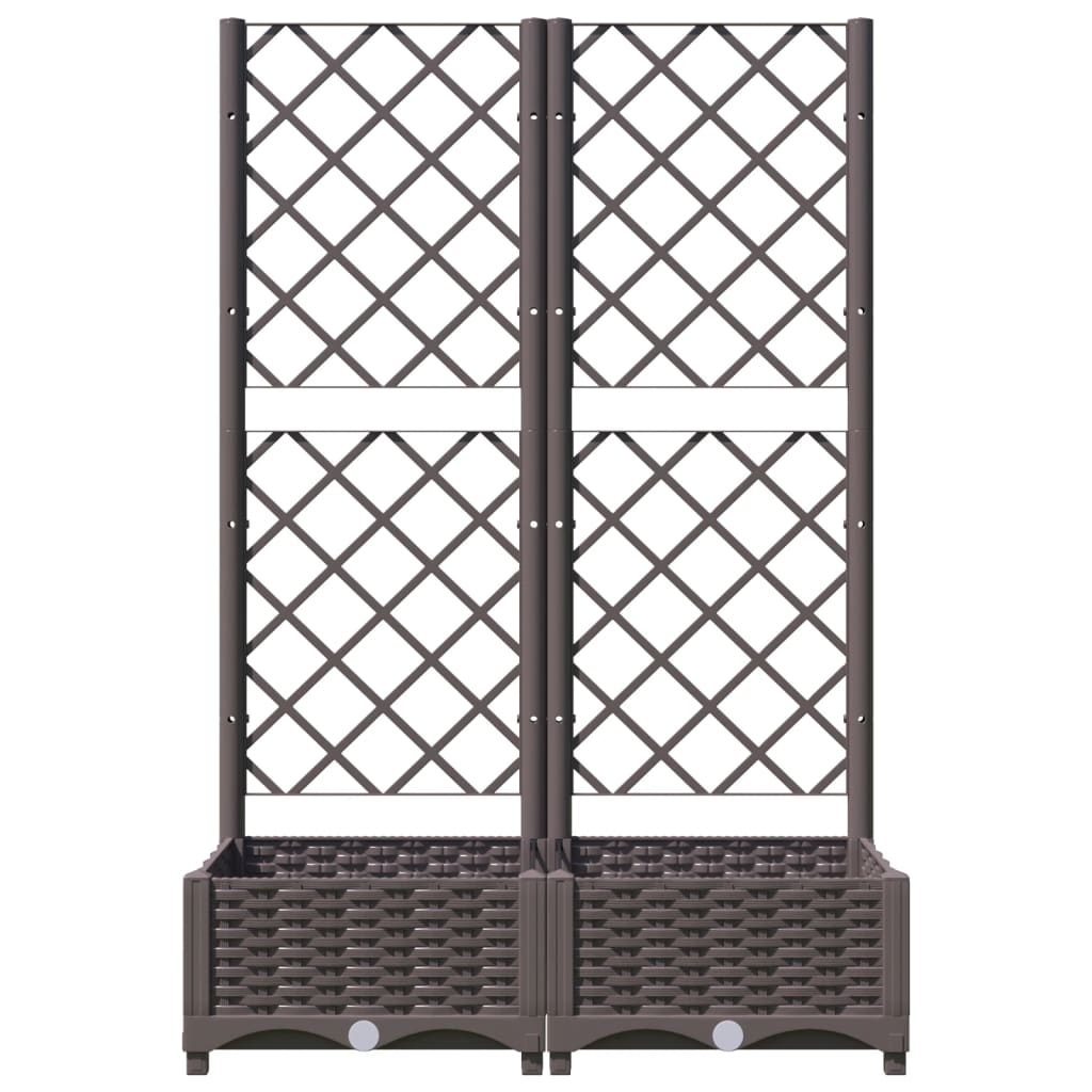 Garden Planter with Trellis Brown 80x40x121.5 cm PP