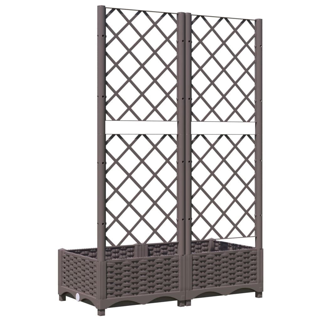 Garden Planter with Trellis Brown 80x40x121.5 cm PP