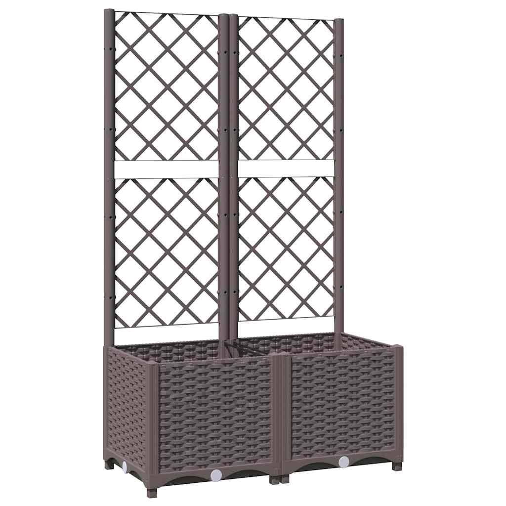Garden Planter with Trellis Brown 80x40x136 cm PP