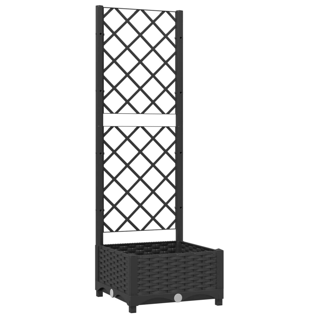 Garden Planter with Trellis Black 40x40x121.5 cm PP
