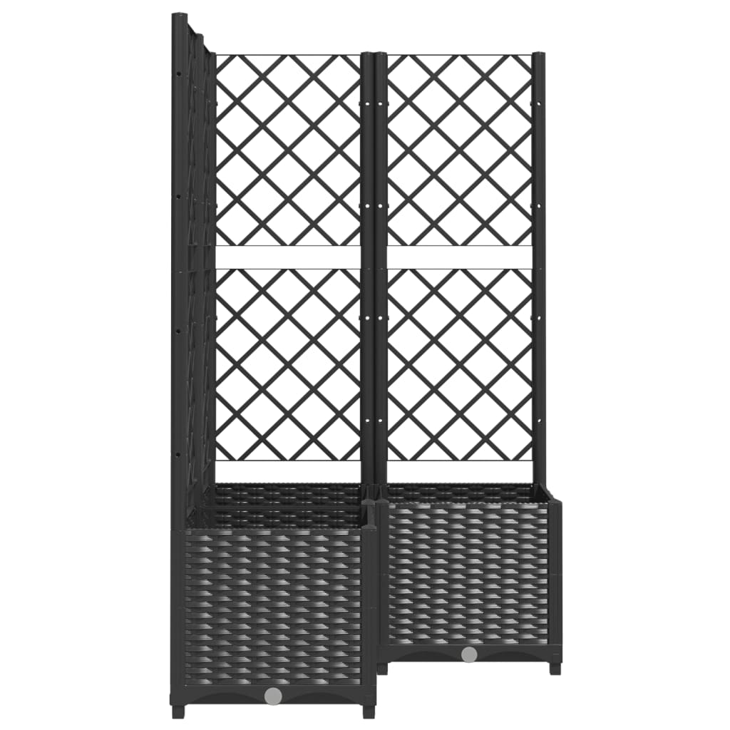 Garden Planter with Trellis Black 80x80x136 cm PP
