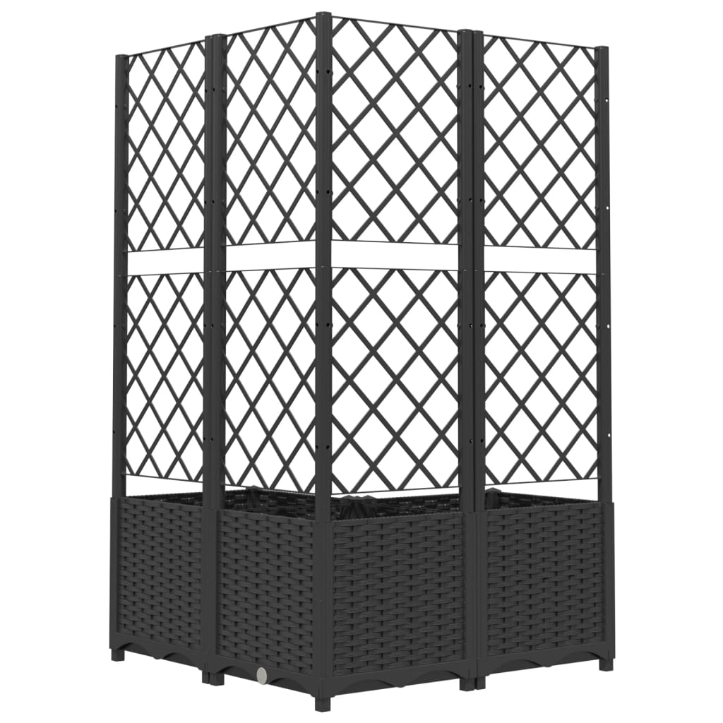 Garden Planter with Trellis Black 80x80x136 cm PP